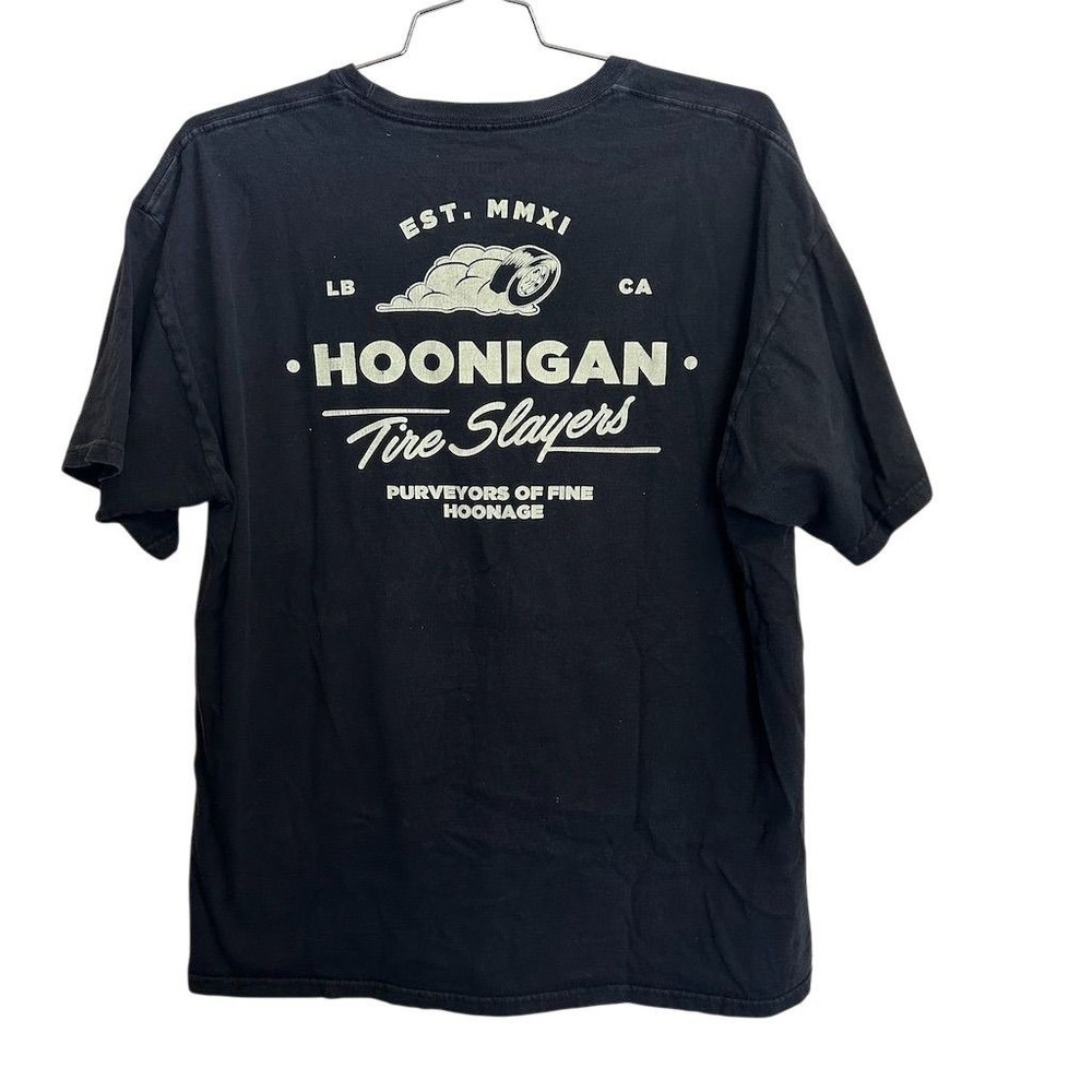 Hoonigan Men's XL Black Tire Slayers Graphic T-Shirt Automotive Theme